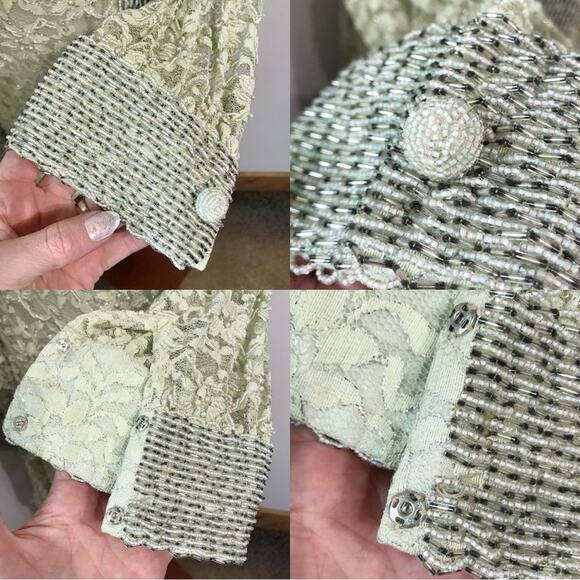 Valentina Ltd 1960s Embroidered Beaded Lace Long Sleeve Tunic Dress 14 VTG 10 to - Picture 7 of 16